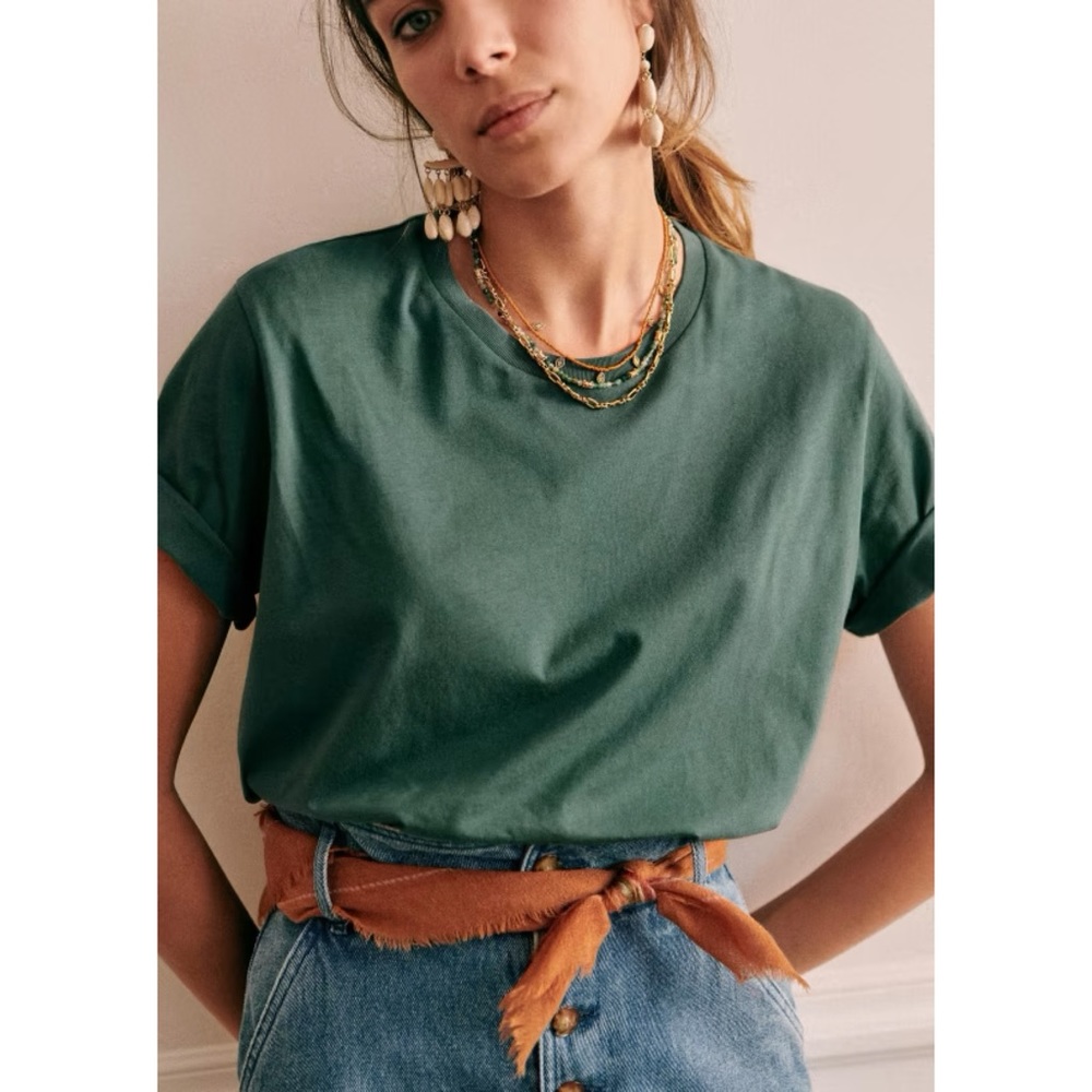Sezane Green Short Sleeve Tee - sage, small
